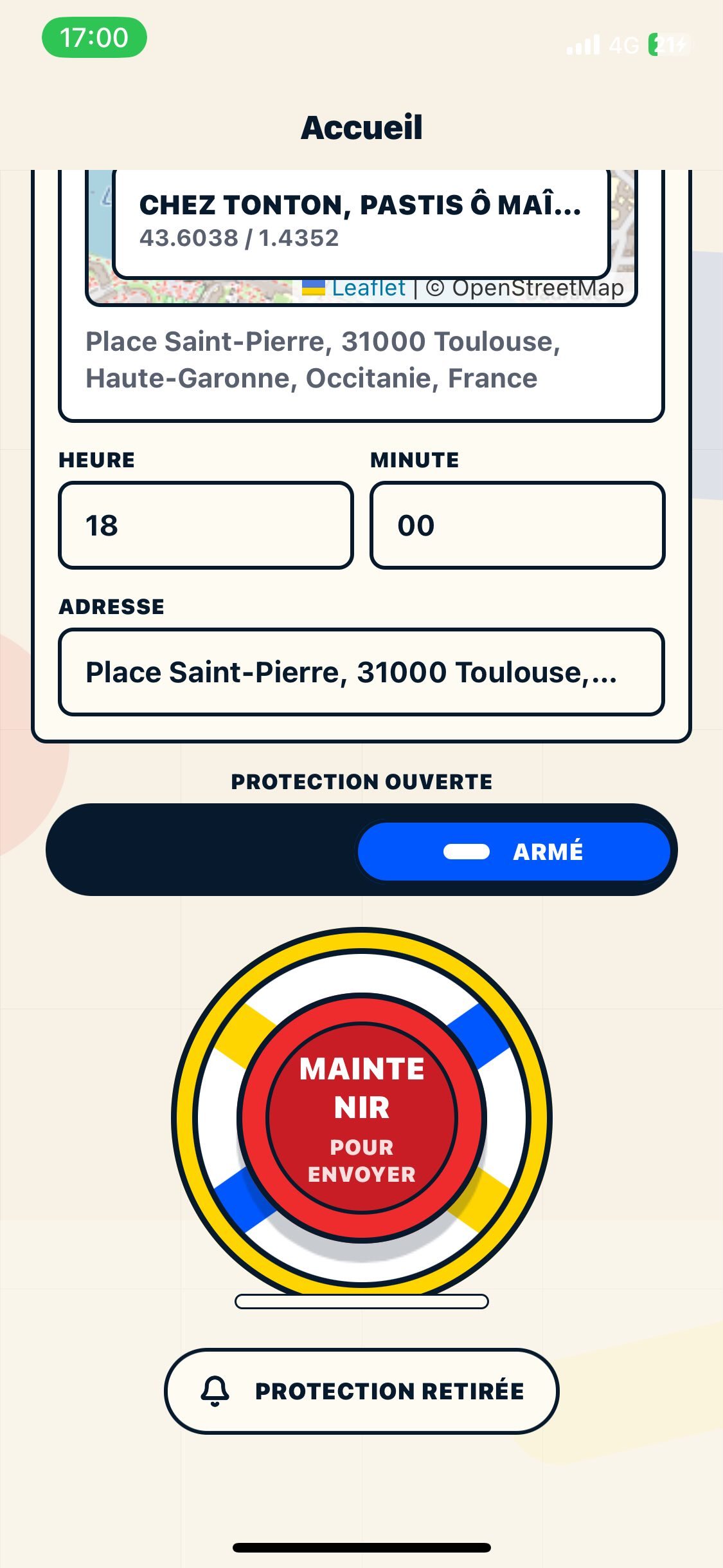Capture de l'ecran d'accueil avec le bouton d'envoi d'invitation